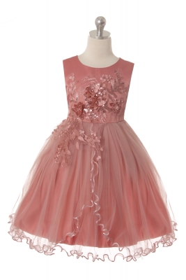 Girls Dress Style 1044 - Fancy Sleeveless Dress with Flower Details in Choice of Color
